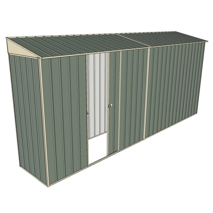 Build-a-Shed 0.8 x 4.5 x 2m Skillion Single Sliding Side Door Shed - Green