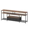 Advwin TV Cabinet 160cm LED Entertainment Unit Stand w/ Charging Station Media Console Table w/ Shelf & Drawer Walnut
