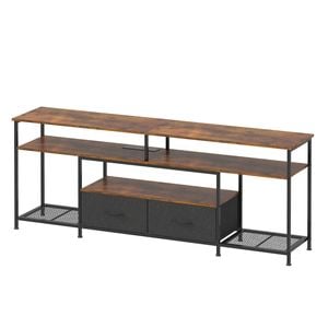Advwin TV Cabinet 160cm LED Entertainment Unit Stand w/ Charging Station Media Console Table w/ Shelf & Drawer Walnut