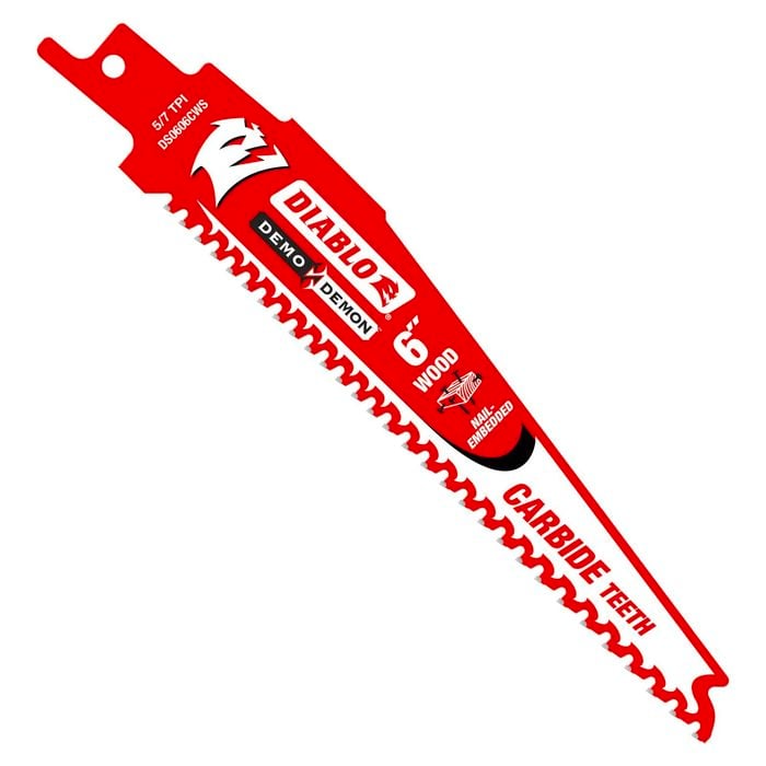 Diablo 6" Demo Demon Carbide Reciprocating Saw Blade For Nail Embedded Wood