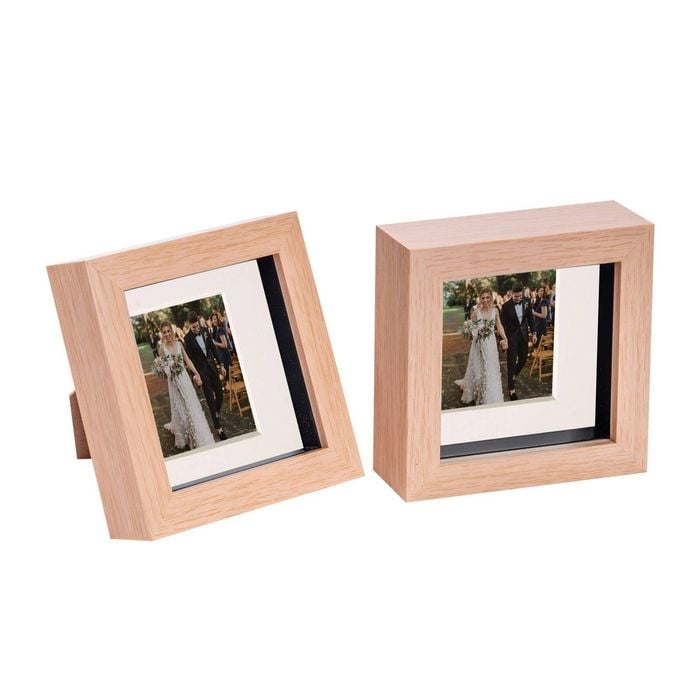 Nicola Spring Shadow Box Frames - 4 x 4" with 2 x 2" Mount - Light Wood - Pack of 2