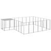 vidaXL Dog Kennel Silver 12.1 m² Steel Outdoor Puppy Enclosure Dog Cage House