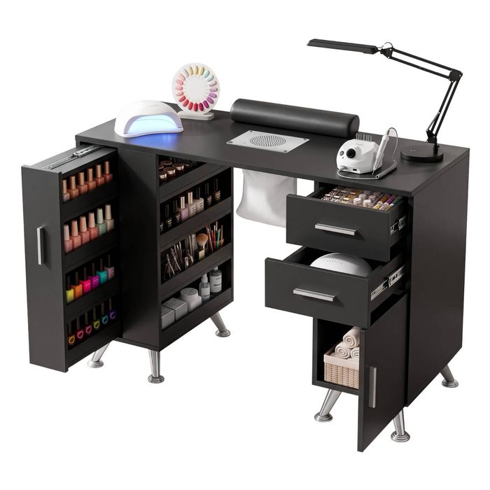 Artiss Manicure Table Nail Desk Salon Black