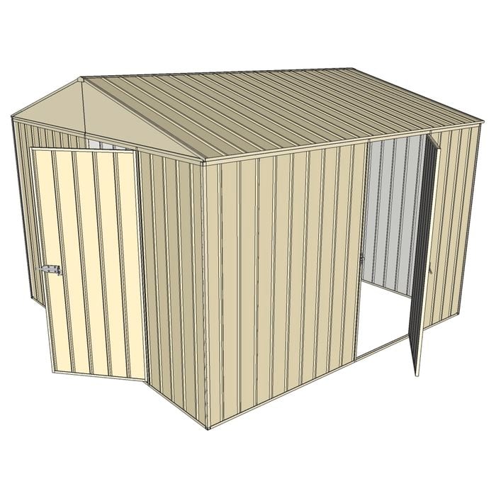 Build-a-Shed 3.0 x 3.0 x 2.3m Gable Single Hinged Side Door Shed - Cream
