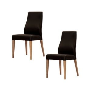 Rosemallow Dining Chair Set of 2 PU Leather Seat Solid Messmate Timber - Black