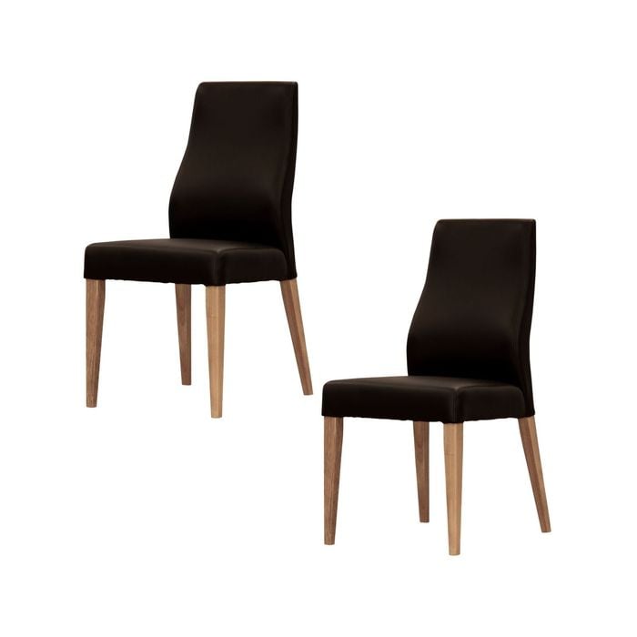 Rosemallow Dining Chair Set of 2 PU Leather Seat Solid Messmate Timber - Black