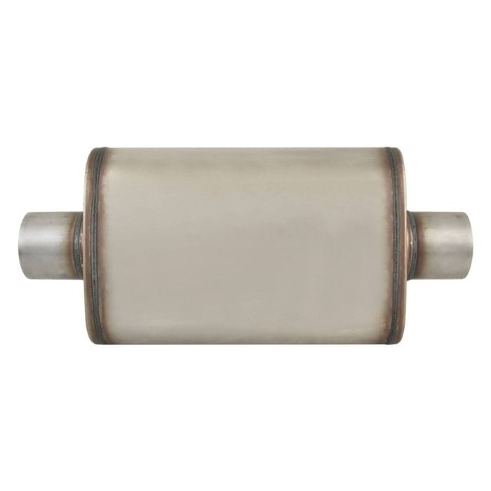 Outlaw T-409 stainless steel straight through muffler, single 3" inlet/outlet, centre/centre