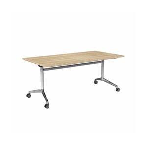 Olg Modulus Flip Table White And Silver Frame New Oak Ravine Top L1600mm X W750mm