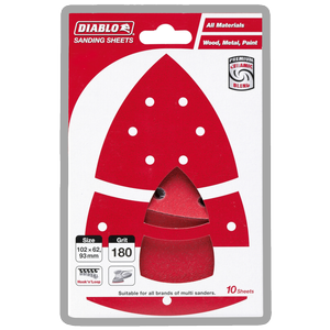 Diablo 102 x 62mm 240 Grit Abrasive All Surface Multi Sander Sheets - 10 Pack