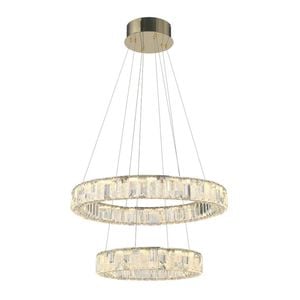 Telbix Rias Modern Pendant Hanging Lamp Light Crystal Stainless Steel Gold Gloss