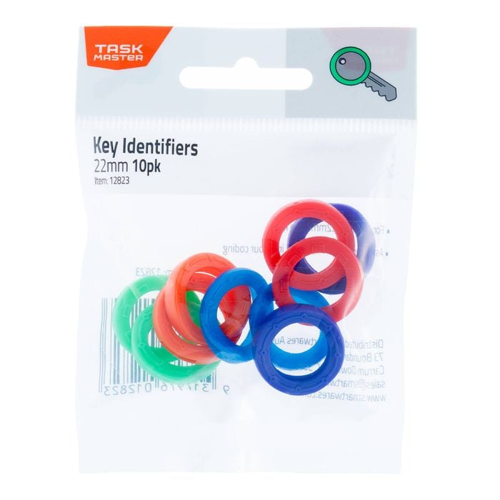 Taskmaster 22mm Assorted Colours Key Identifiers - 10 Pack