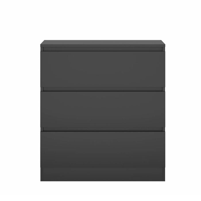 Ufurniture Bedside Table Nightstand 3 Drawers for Bedroom Storage Furniture Black