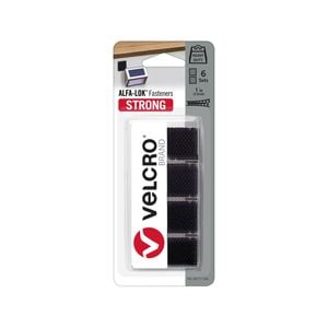 VELCRO Brand 25mm Black Squares ALFA-LOK - 6 Pack