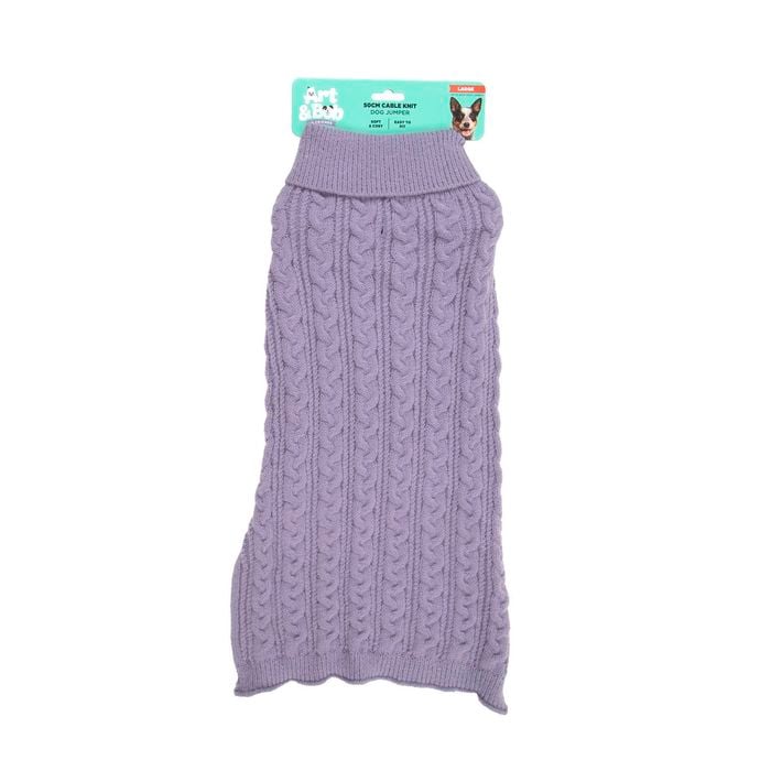 Art & Bob 50cm Lilac Large Knitted Dog Jumper