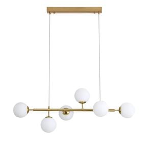 Oriel Lighting Eva 6 Light Opal Glass Pendant Light Satin Brass
