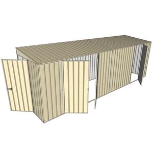 Build-a-Shed 1.5 x 6 x 2m Skillion Double and Single Hinged Side Doors Shed - Cream