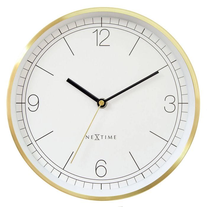 NeXtime Bolero Silent Wall Clock White Dial 25x25x4.5cm Gold Metal Case