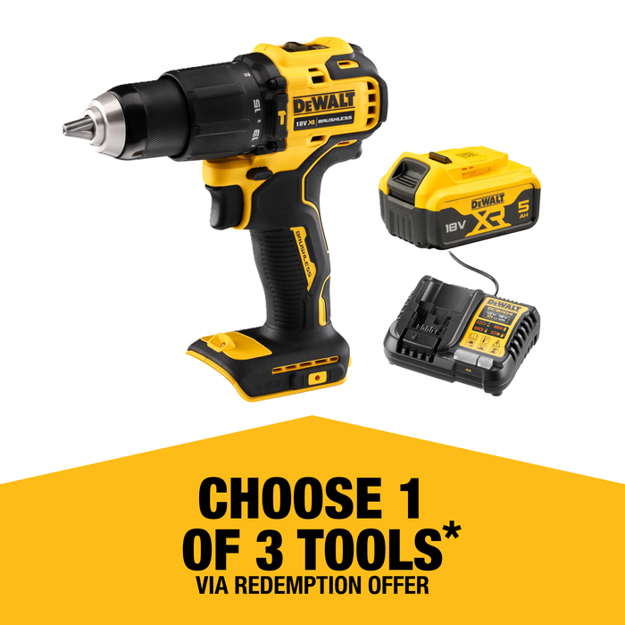 DeWALT 18V 5Ah XR Li-Ion Brushless Hammer Drill Driver Kit