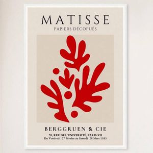 Galrie Henri Matisse Vintage Red Exhibition Print Collection at Berggruen & Cie, White Frame, A1 60 x 84cm (23 x 33inch)