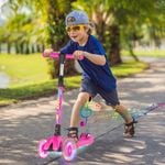 Advwin Foldable Kids Scooter w/ Music Light Up 3 Wheels Pink