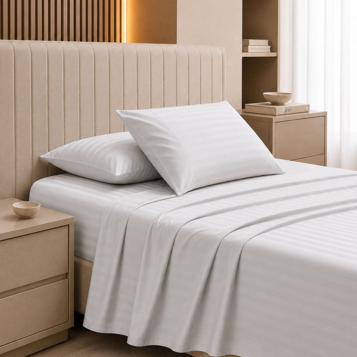 Royal Comfort 1200TC Damask Sheet Set Ultra Soft Sateen Bedding White Queen