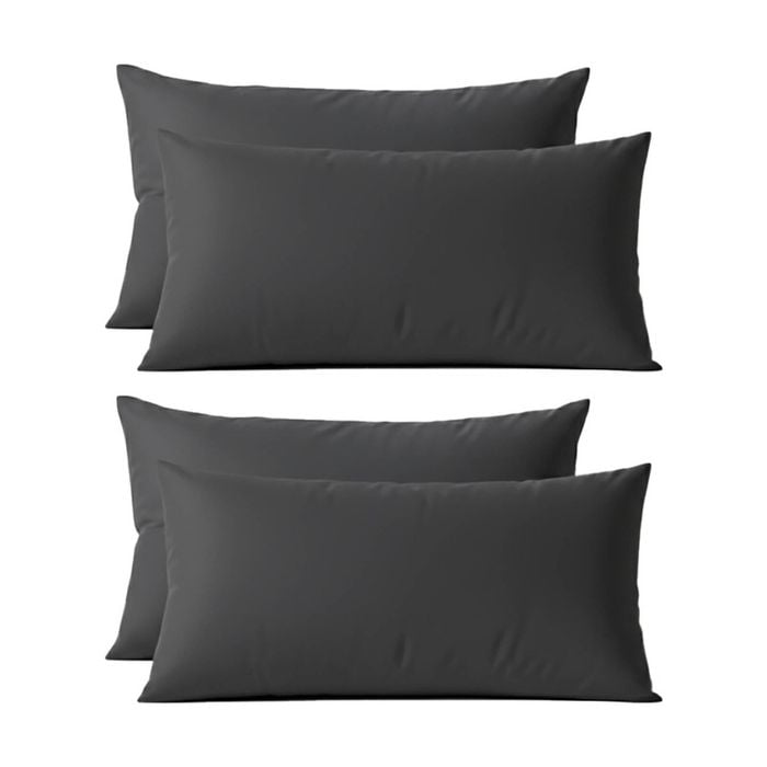 2x 2pc Renee Taylor 400tc Egyptian Cotton King Pillowcase Pair Charcoal 50x90cm