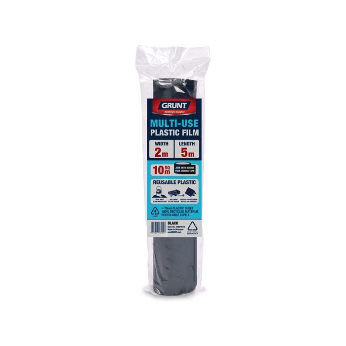 GRUNT 2 x 5m Black 70um Multi Use Plastic Film - Black