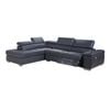 Genuine Leather Chaise Sofa Electric Recliner Black