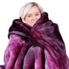 Laura Hill 800-gsm Mink Blanket Queen Size Double-sided Soft Plush Bed Faux Throw Rug Purple