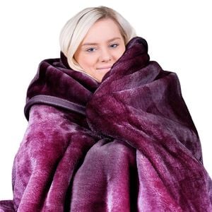 Laura Hill 800-gsm Mink Blanket Queen Size Double-sided Soft Plush Bed Faux Throw Rug Purple