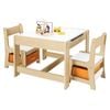 Oikiture Kids Table and Chairs Set Chalkboard Storage-Wooden
