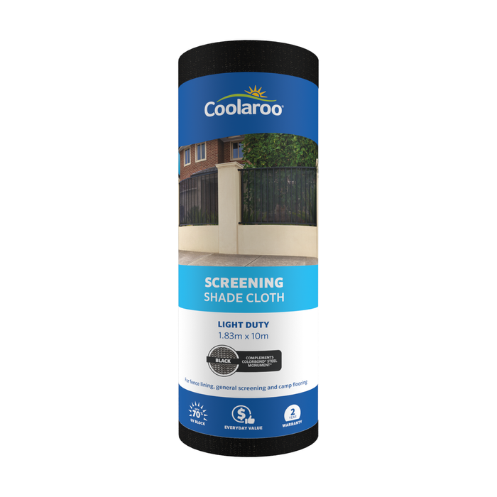 Coolaroo 1.83 x 10m Black 70% UV Block Light Duty Shadecloth