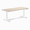 Desky Dual Scalloped Melamine Sit Stand Desk White Frame 180cm