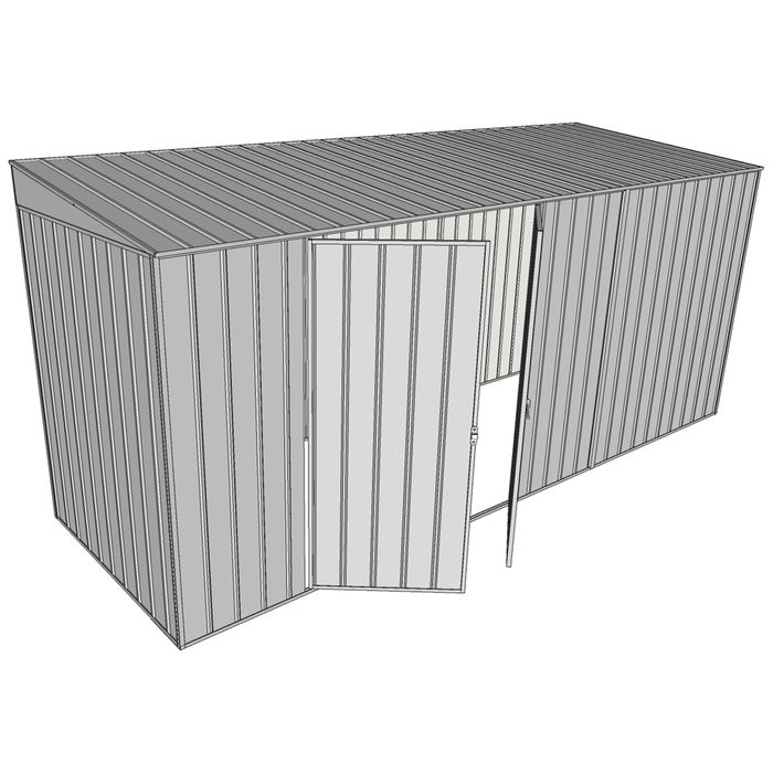 Build-a-Shed 1.5 x 4.5 x 2m Double Hinged Side Door Skillion Shed - Zinc