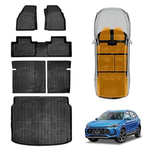 Floor Mats Boot Liner Set For Mg Zs 2024-onwards All Weather Heavy Duty Car Trunk Cargo Kick Back Seat Protector Cover