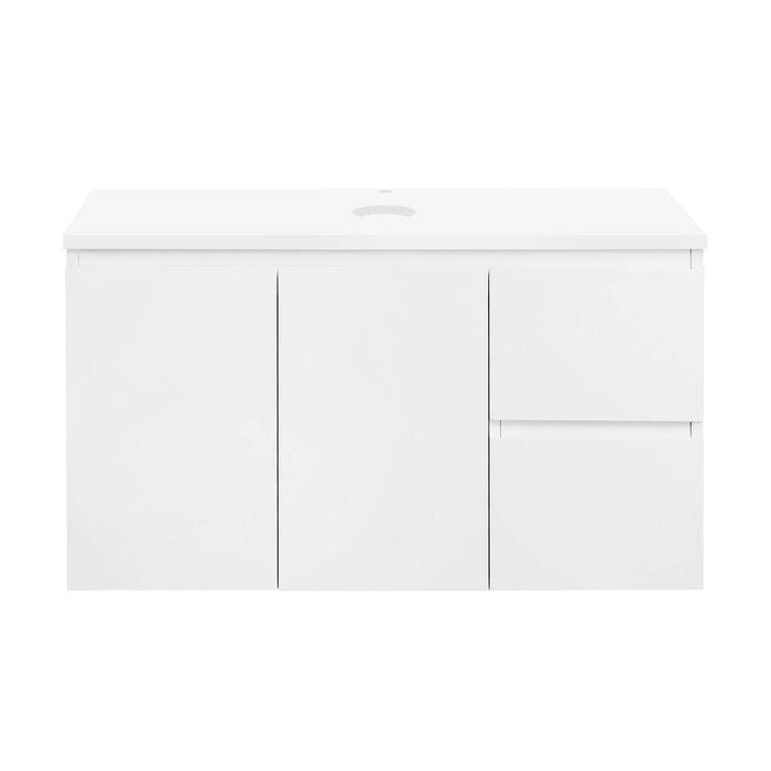 CIBO 900mm White Nordic Wall Hung Bathroom Vanity With Solid Surface Top