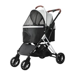 Pawz 3-in-1 Foldable Pet Stroller w/ Bassinet Grey