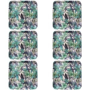 6PK LVD Melamine/Bamboo Square Tray 33x33cm - Tropical Orchid