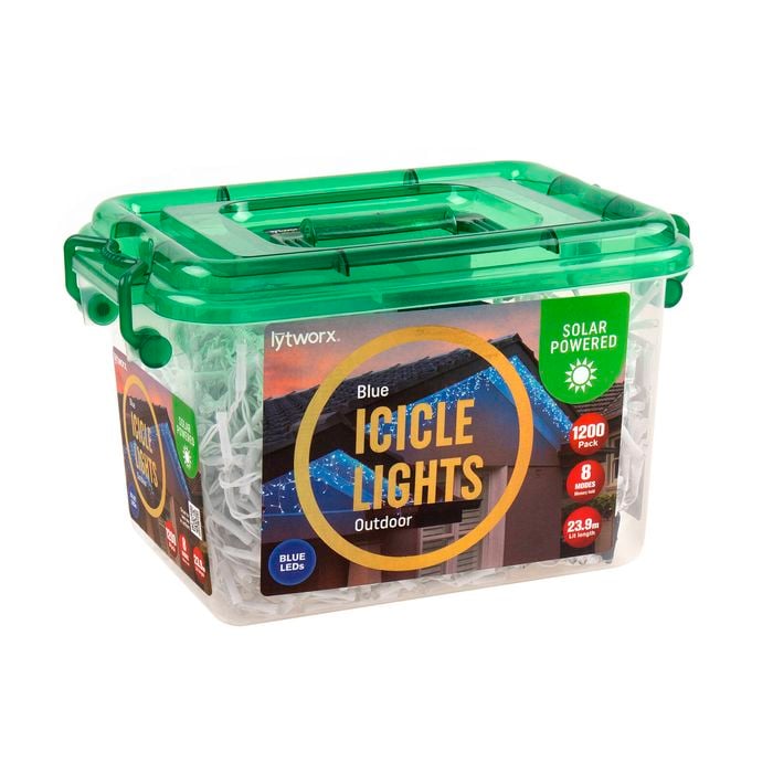 Lytworx Solar Blue Icicle Lights - 1200 Pack