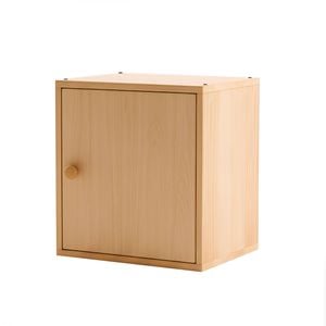 Lauft 1pc Modular Bamboo Wood Storage Cabinet Box, Stackable Single Door File