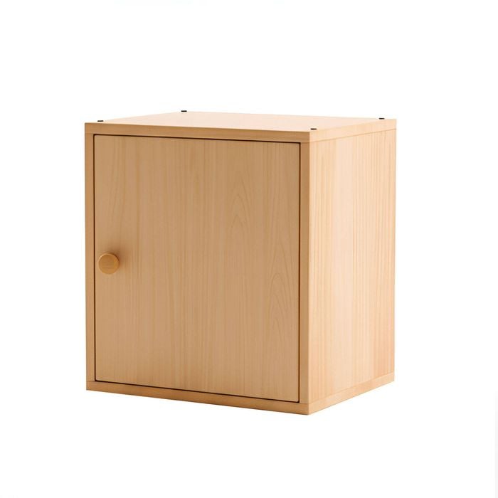 Lauft 1pc Modular Bamboo Wood Storage Cabinet Box, Stackable Single Door File