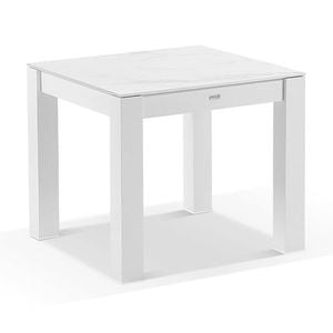 Hugo 0.9m Outdoor Square Ceramic And Aluminium Dining Table White