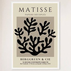 Galrie Henri Matisse Exhibition Print - Captivating Art at Berggruen & Cie (Black), White Frame, 50 x 70cm (20 x 28inch)