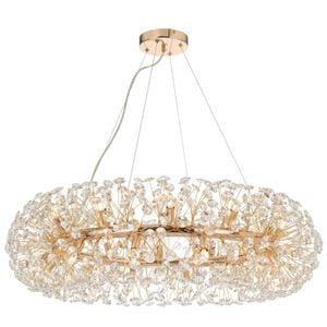Telbix Lerida Modern Pendant Hanging Lamp Light Metal Crystal Gold Clear Gloss