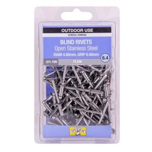 Otter 4.8 x 6.4mm Open Stainless Steel Blind Rivets - 100 Pack