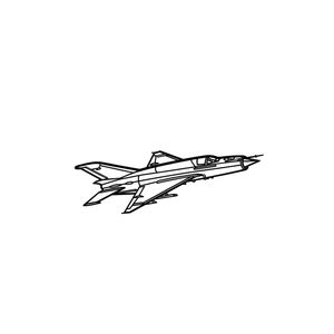 Ignite Laser MiG-21 Lancer - Modernized Supersonic Fighter Silhouette Metal Wall Art Coated Black 47 inch - 120 cm