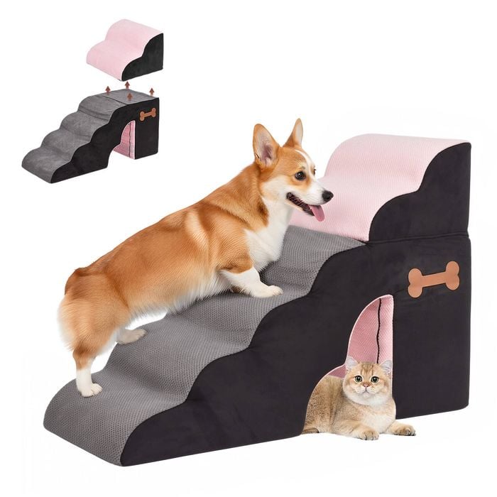 Advwin 6-Step Dog Stairs High Density Foam Pet Ramp Steps