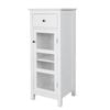 Teamson Home Connor Single Door Floor Cabinet with Drawer, Water-Textured Glass