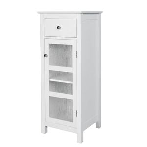 Teamson Home Connor Single Door Floor Cabinet with Drawer, Water-Textured Glass
