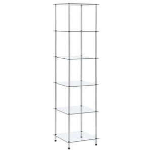 vidaXL 6-Tier Shelf Transparent Tempered Glass Display Rack Storage Organiser